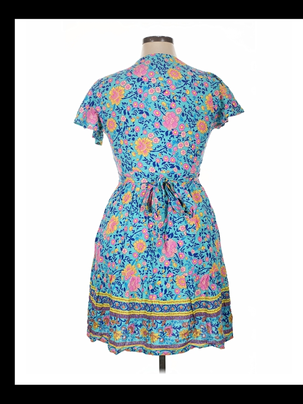 Floral Tie-Waist Blue Summer Dress